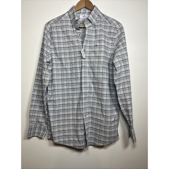 Southern Tide Coastal Passage Shirt Plaid Check Gray Stretch Men S - Picture 1 of 4